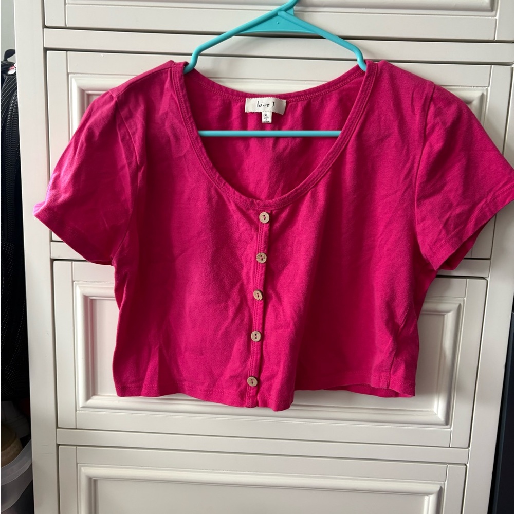 Love J Hot Pink Buttoned Crop Top size XL
